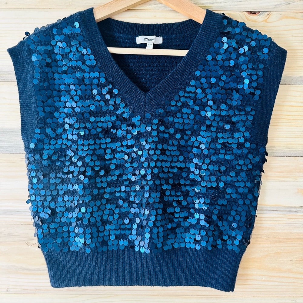 Madewell gilet Navy Sequin Knit Top